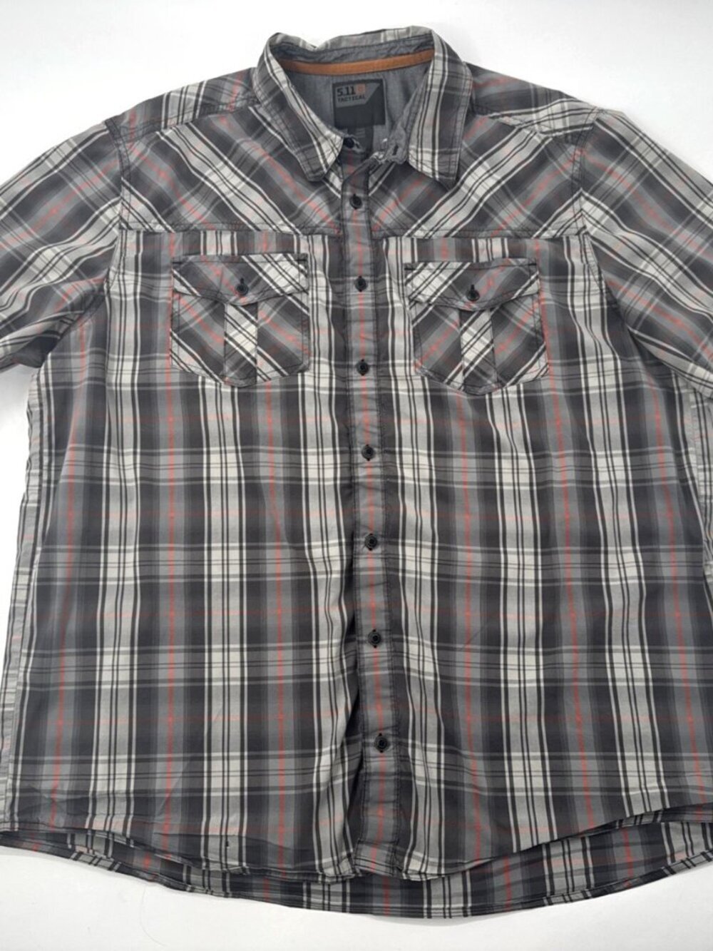 5.11 Tactical Mens Snap Button Shirt Large Short Sleeve Plaid Concealed Carry